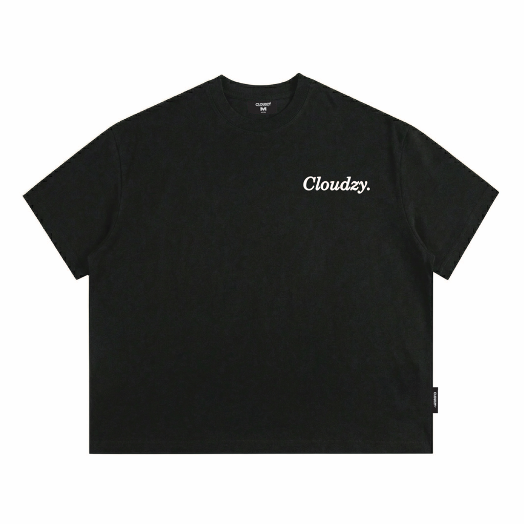 Áo thun boxy CLOUDZY phong cách streetwear in chữ ký 100% cotton 250GSM dày dặn áo phông boxy nam nữ BOX CORE
