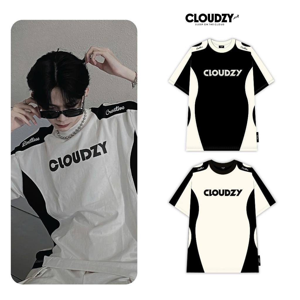 Áo thun phối unisex màu nam nữ tay lỡ phông phối màu form rộng basic theo trend local brand Cloudzy cổ tròn oversize SPY