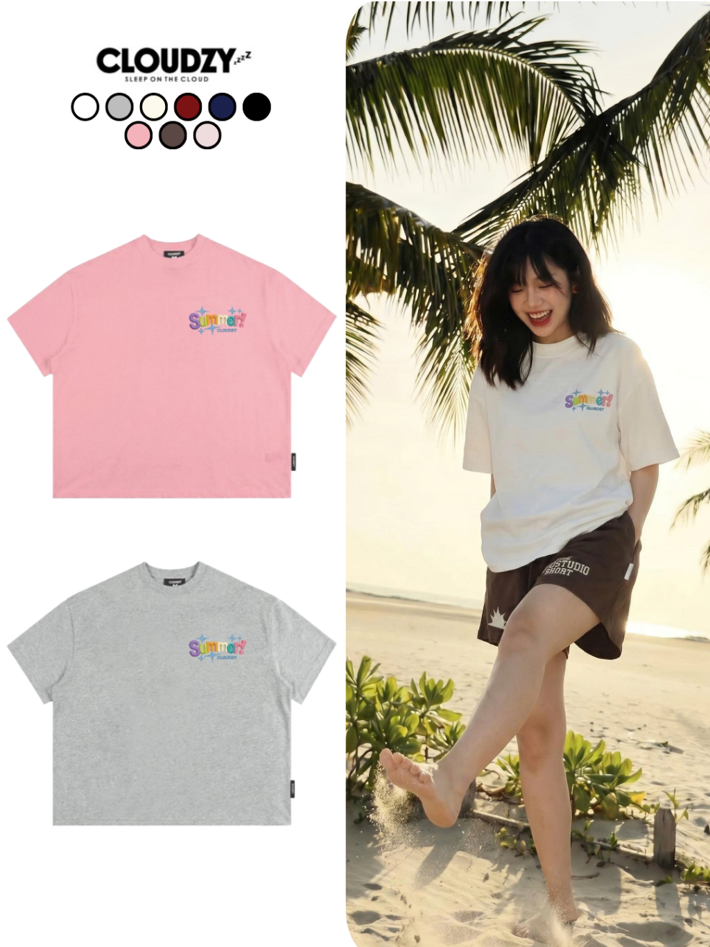 [NEW] Áo thun boxy CLOUDZY in logo màu 100% cotton 250gsm áo phông form rộng nam nữ unisex streetwear local brand SUMMER