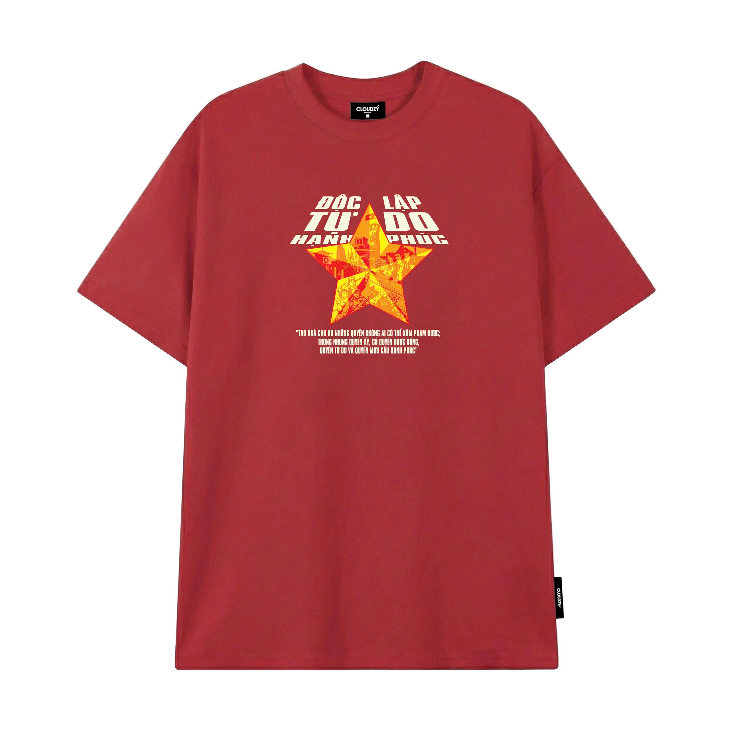 Áo phông unisex nữ nam Việt Nam tay lỡ phông local brand form rộng teen cổ tròn CLOUDZY DA VÀNG
