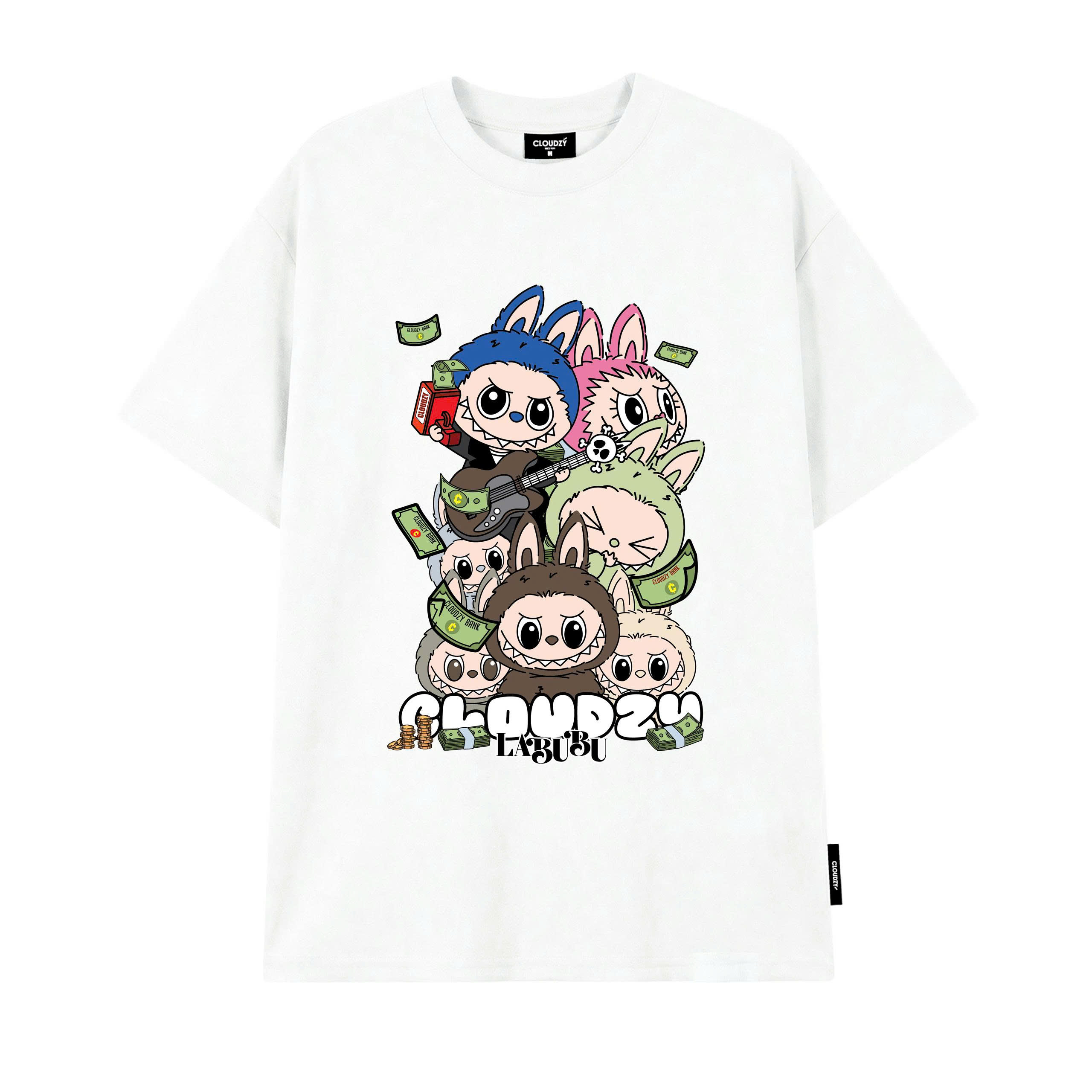 Áo thun nữ nam labubu local brand CLOUDZY unisex tay lỡ phông form rộng cổ tròn đen oversiz MONEY