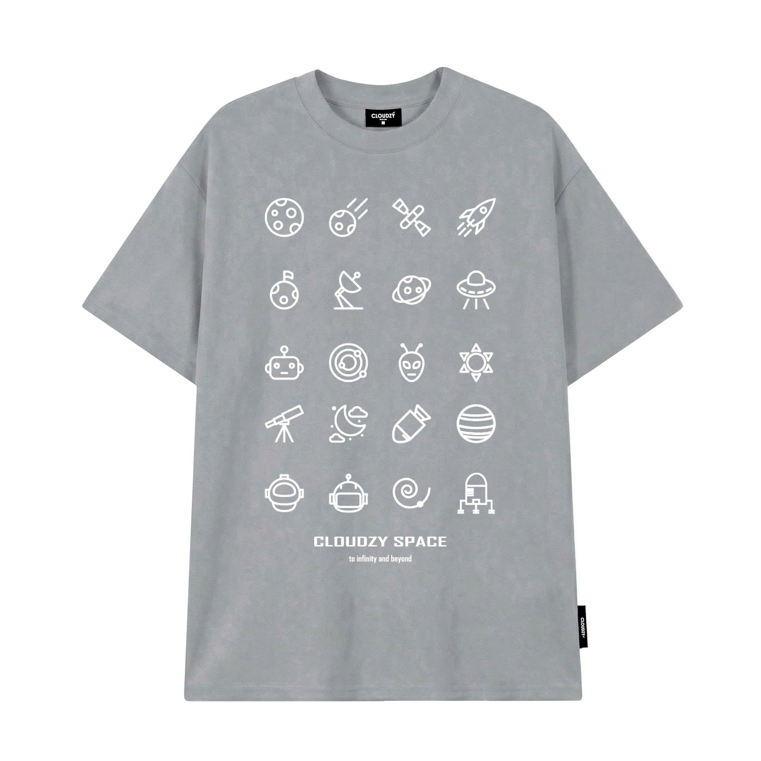 Áo phông nam nữ unisex tay lỡ thun form rộng basic local brand cổ tròn cotton oversize CLOUDZY SPACE