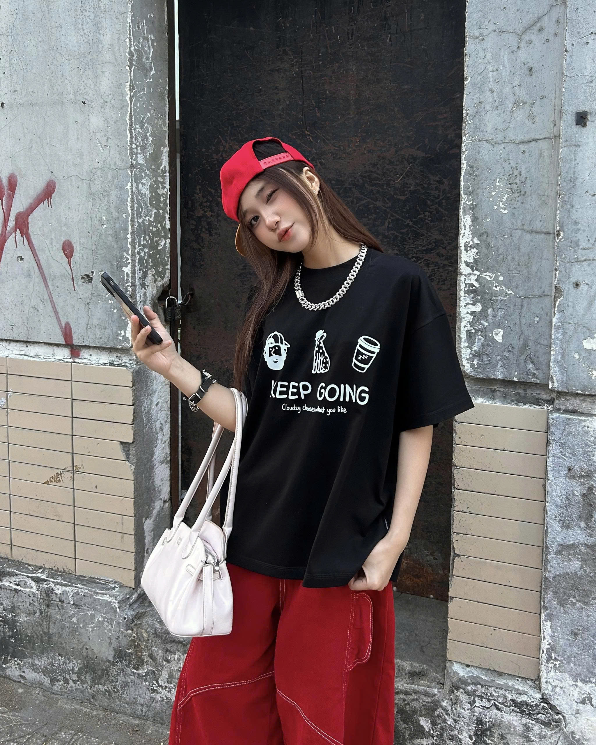 Áo thun boxy CLOUDZY in Keep Going 100% cotton 250gsm dày dặn áo phông nam nữ unisex local brand streetwear KEEP