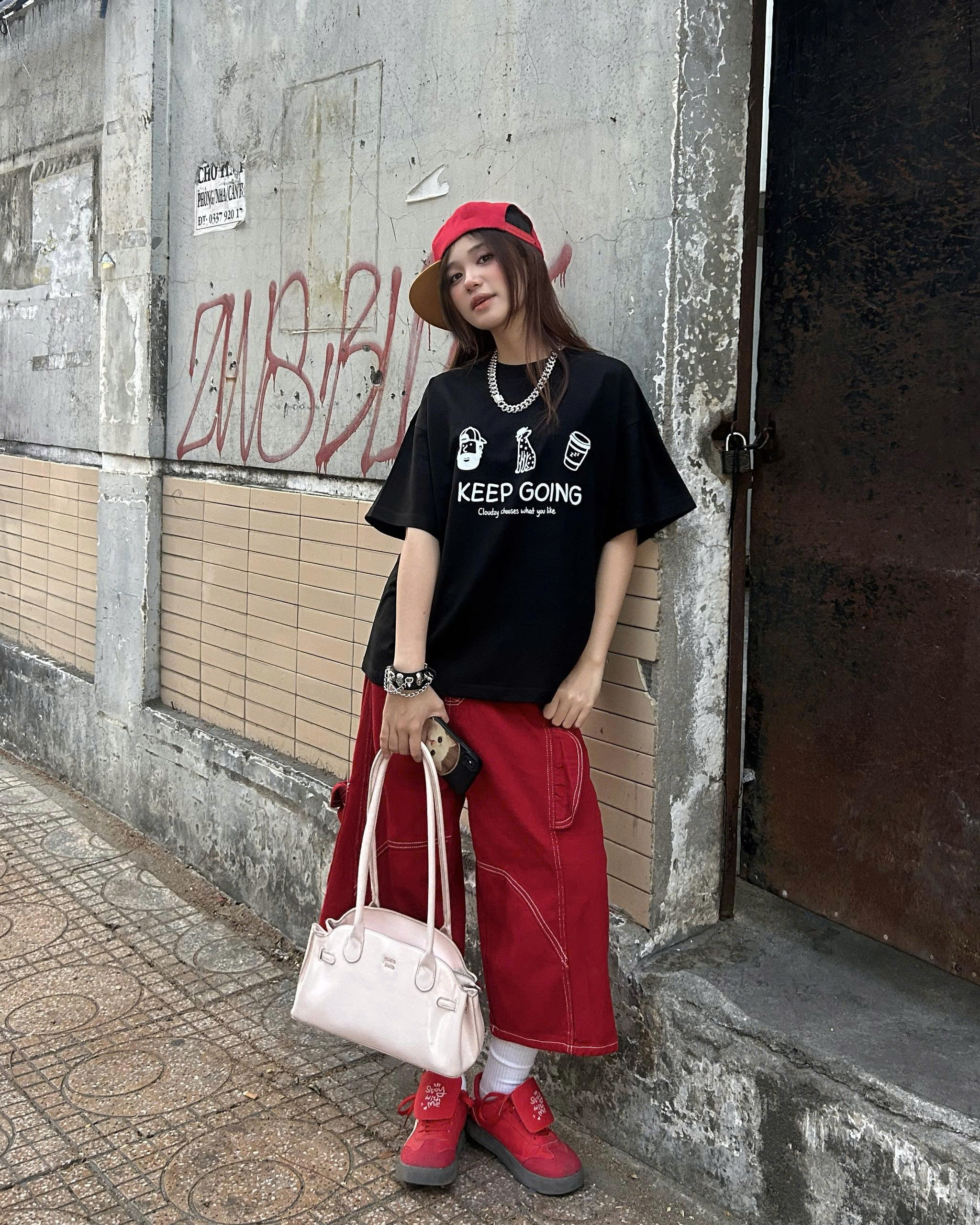 Áo thun boxy CLOUDZY in Keep Going 100% cotton 250gsm dày dặn áo phông nam nữ unisex local brand streetwear KEEP