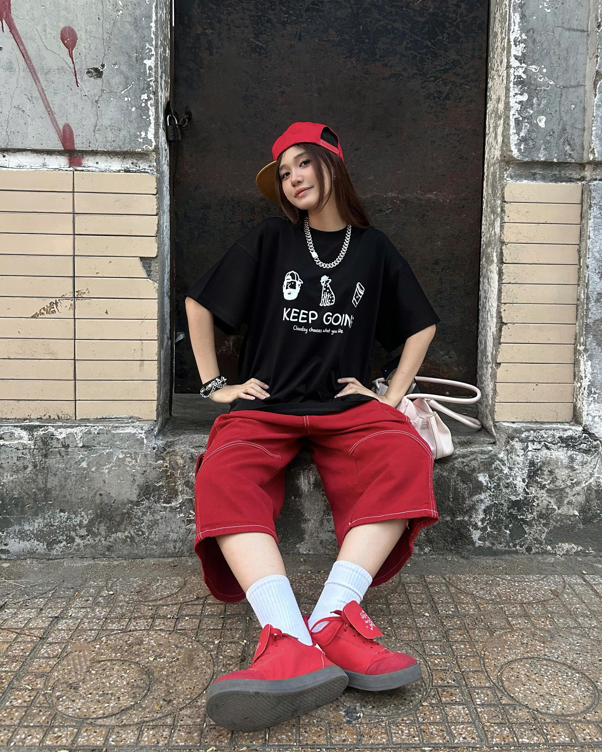 Áo thun boxy CLOUDZY in Keep Going 100% cotton 250gsm dày dặn áo phông nam nữ unisex local brand streetwear KEEP
