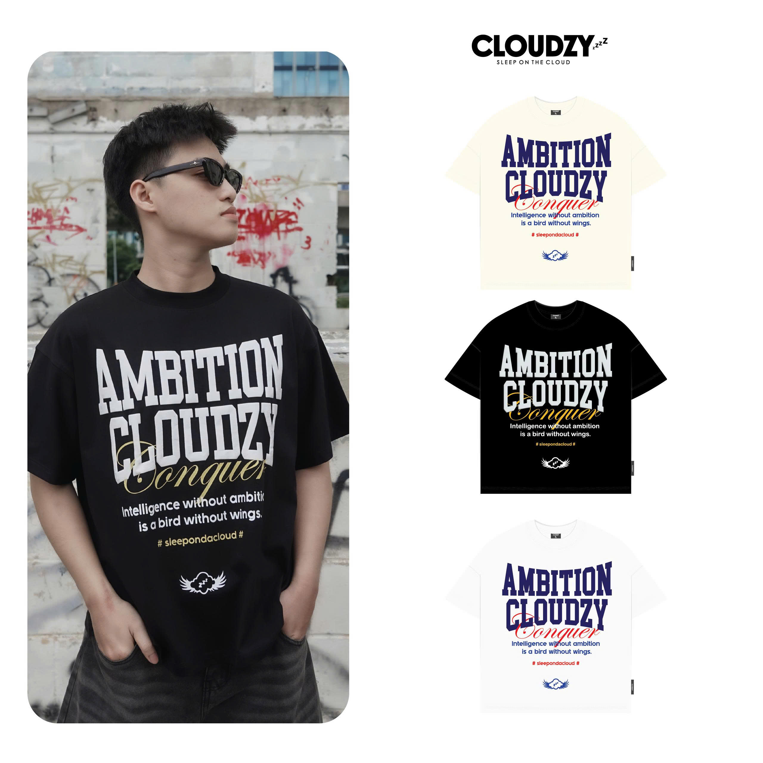 Áo thun boxy tee local brand unisex nam nữ tay lỡ form rộng cổ tròn oversize cotton cao cấp AMBITION