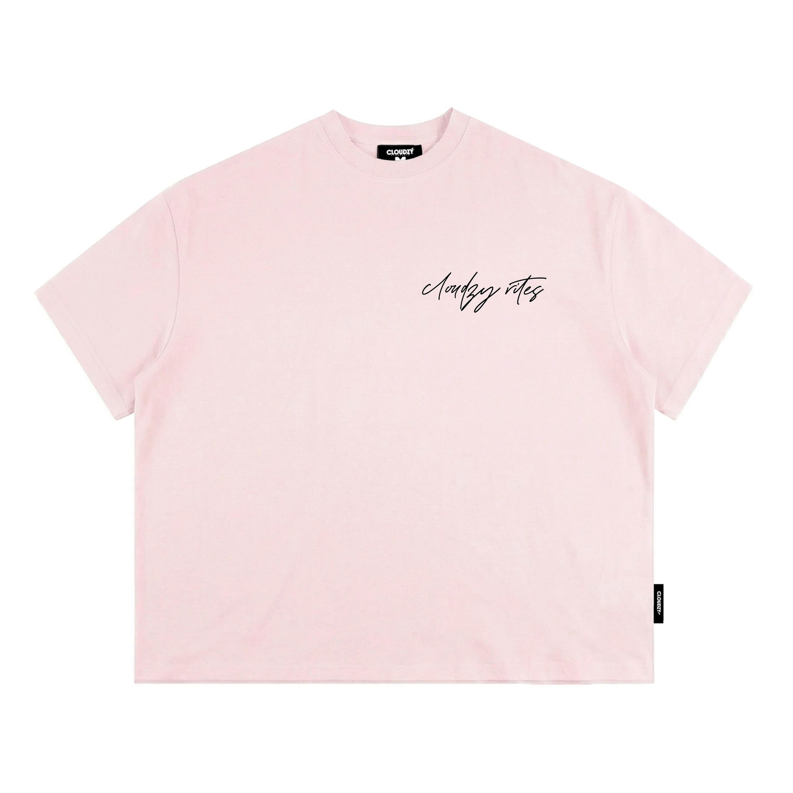 Áo thun boxy CLOUDZY in chữ ký cotton 250gsm dày dặn áo phông nam nữ form rộng hồng nâu đỏ unisex streetwear RITE