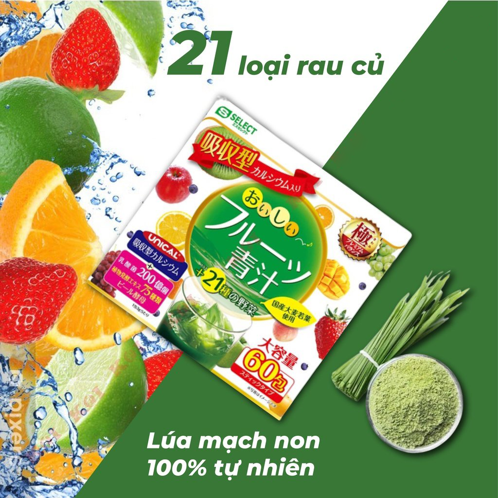 Bột S Select lá đại mạch non, rau xanh và trái cây túi 20 gói