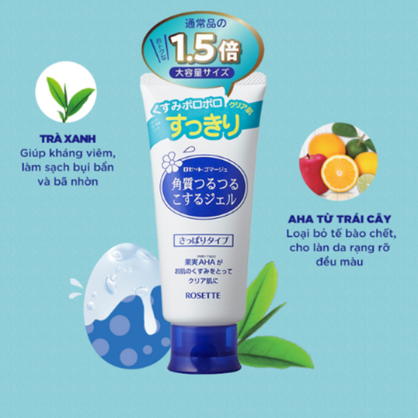 Gel tẩy da chết Rosette 120g - Xanh da dầu (mẫu mới)