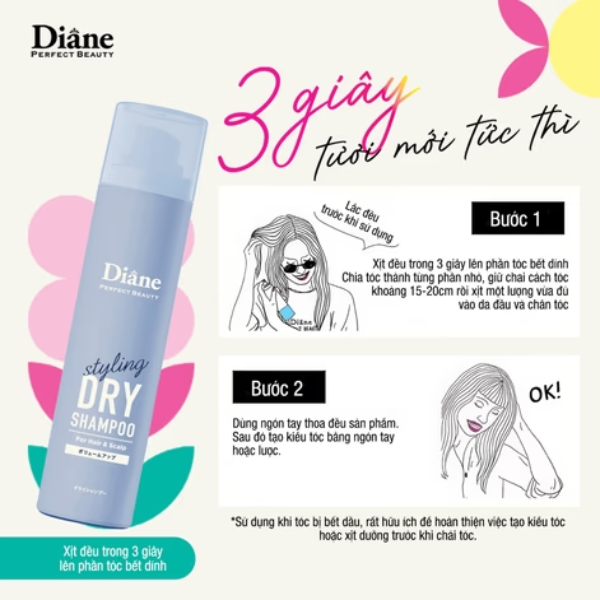 Dầu gội khô tạo kiểu Diane Perfect Beauty  Styling Dry Shampoo Volume Up 95g
