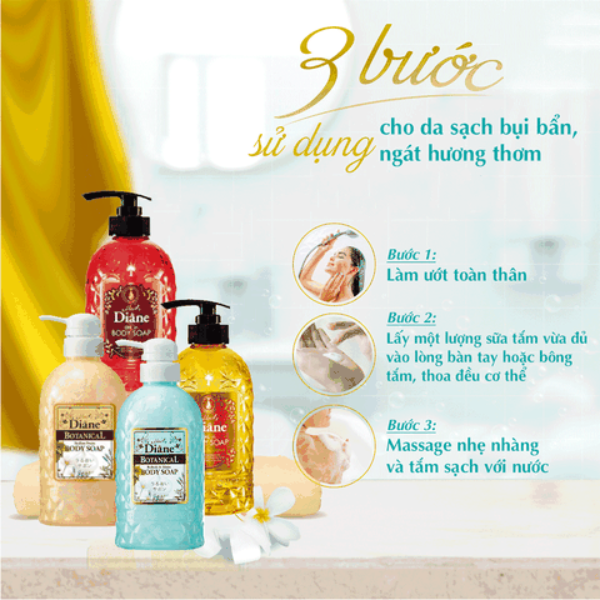 Sữa tắm dưỡng ẩm & sáng mịn làn da Moist Diane Oil in Body Soap Citrus Bouquet