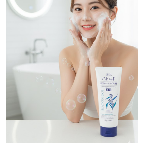 Sữa rửa mặt Kumano Reihaku Hatomugi trắng da 130g