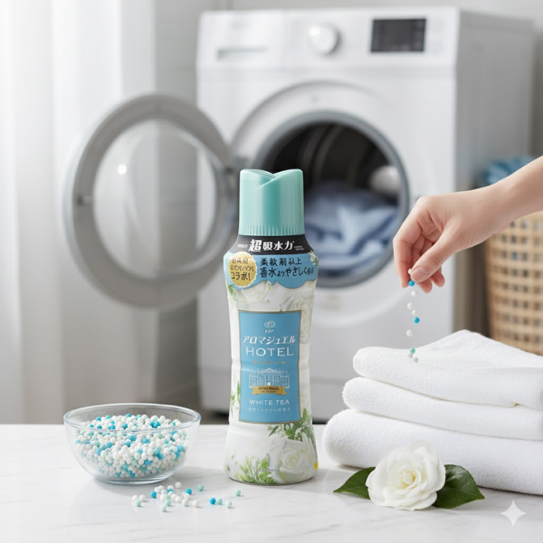 Viên xả vải khô lưu hương bền lâu, vải mềm thấm hút Lenor Happiness Aroma Jewel 420ml (Hoa trà)