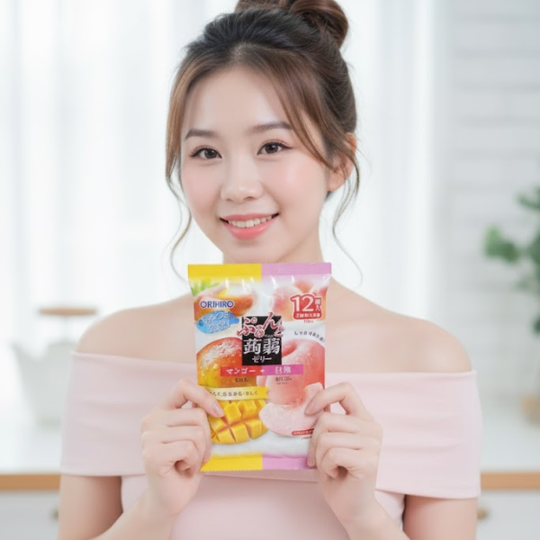 Thạch trái cây Orihiro vị xoài và đào trắng 240g