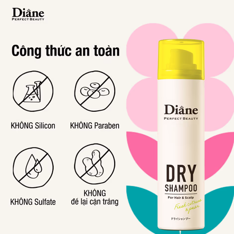 Dầu gội khô Diane Perfect Beauty Dry Shampoo Fresh Citrus & Pear  (Tóc tơi phồng, mềm mại, không bết dính - Hương cam & lê tươi mát)