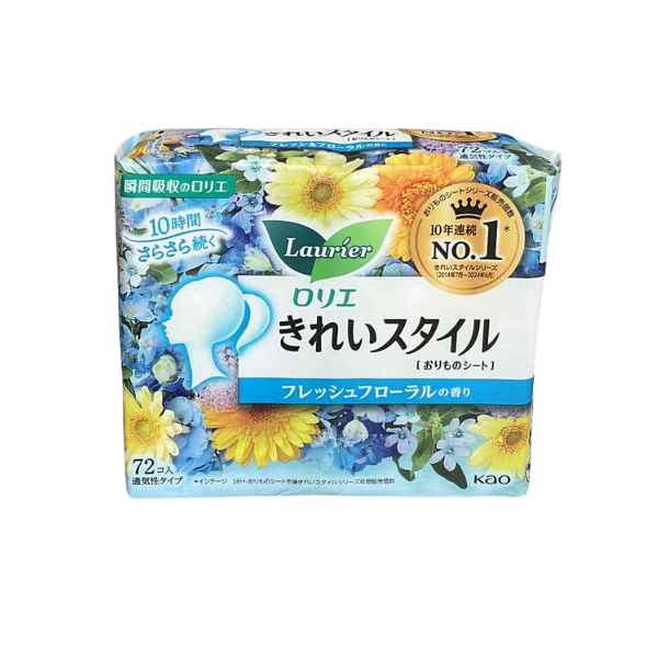 Băng vệ sinh Kao Laurie hàng ngày 72 miếng (5 mùi hương) (Xanh - Hương hoa)