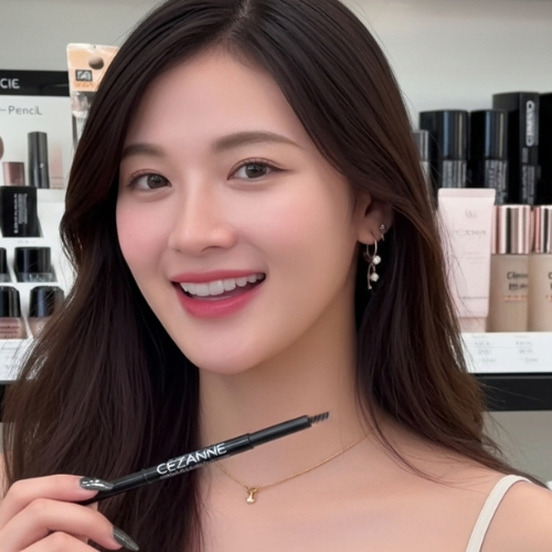 Bút kẻ mày Cezanne kèm cọ đa năng 1.2g (Black) (Deep Brown)