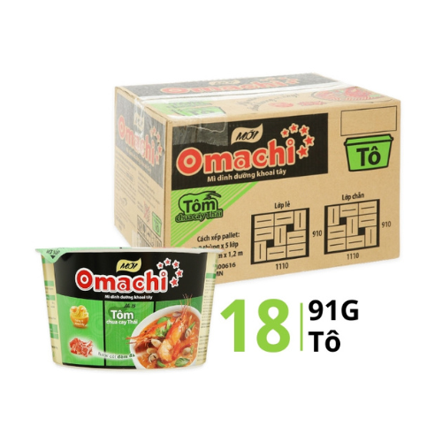 Mì dinh dưỡng khoai tây Omachi hương vị lẩu tôm càng 1tô x 92gr