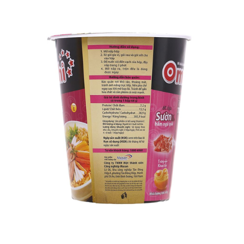 Mì dinh dưỡng khoai tây Omachi Sườn hầm ngũ quả 1ly x 70gr