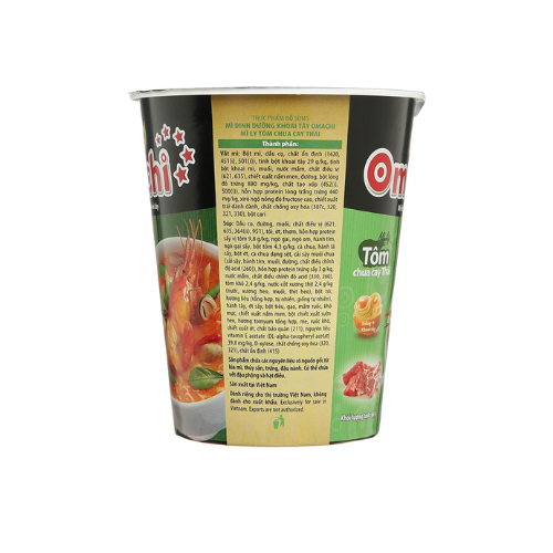 Mì dinh dưỡng khoai tây Omachi Tôm chua cay Thái (có thịt) 1hộp x 111gr