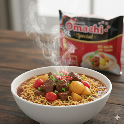 Mì dinh dưỡng khoai tây Omachi xốt bò hầm 1 gói x 81gr