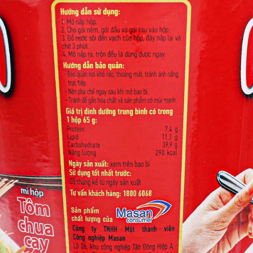 Mì hộp Kokomi Đại Tôm Chua Cay 65g x 1hộp