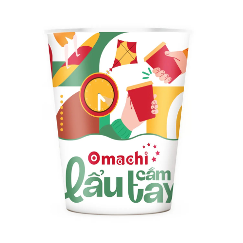 Mì Omachi lẩu cầm tay hương vị lẩu ngao nấm rong biển 1 ly x 63gr