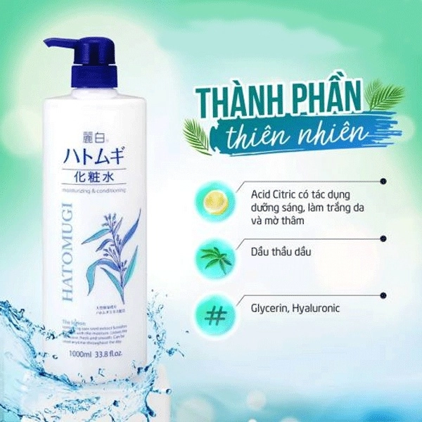 Nước hoa hồng Kumano Reihaku Hatomugi dưỡng trắng da 1000ml