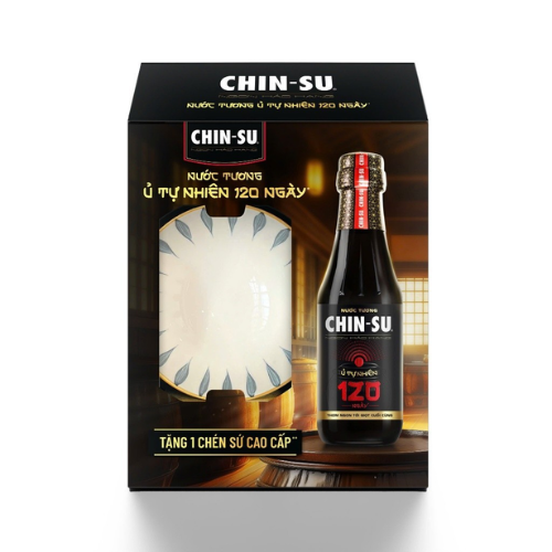 Nước tương Chinsu ủ tự nhiên 120 ngày KM 1 chén sứ 1 chai x 300ml