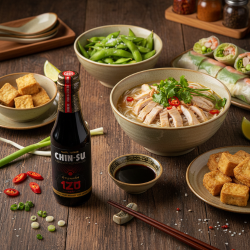 Nước tương Chinsu ủ tự nhiên 120 ngày KM 1 chén sứ 1 chai x 300ml