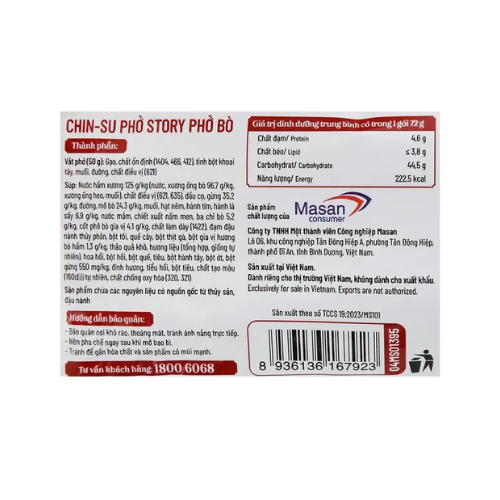 Phở Bò Chinsu Story 1 gói x 80gr