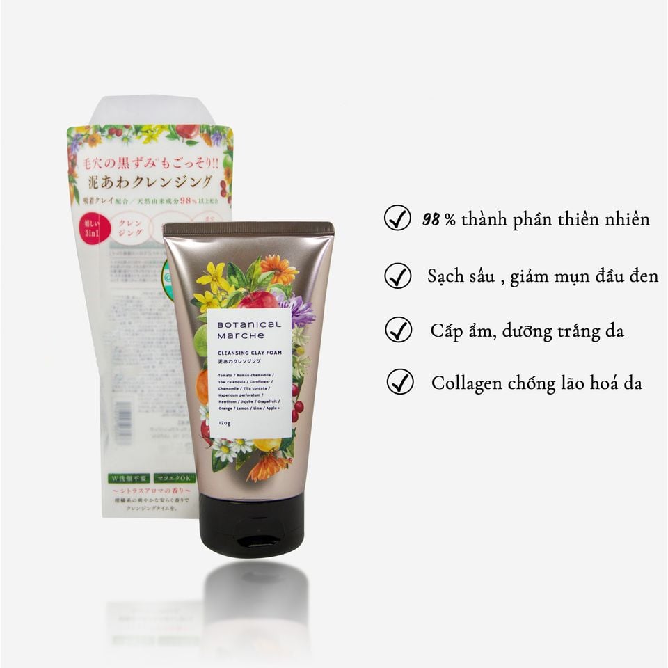 Sữa rửa mặt Botanical Marche chiết xuất đất sét làm sạch sâu lỗ chân lông 120g