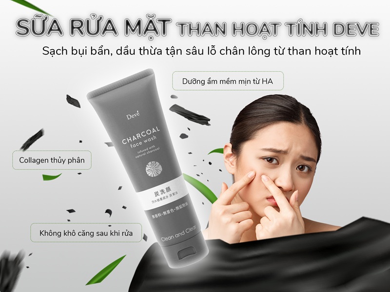 Sữa rửa mặt Deve than hoạt tính sạch sâu cho nam 170g