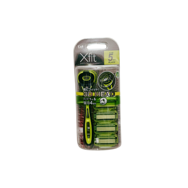 Set dao cạo râu 5 lưỡi kép Xfit KAI (1 thân, 4 lưỡi thay thế)