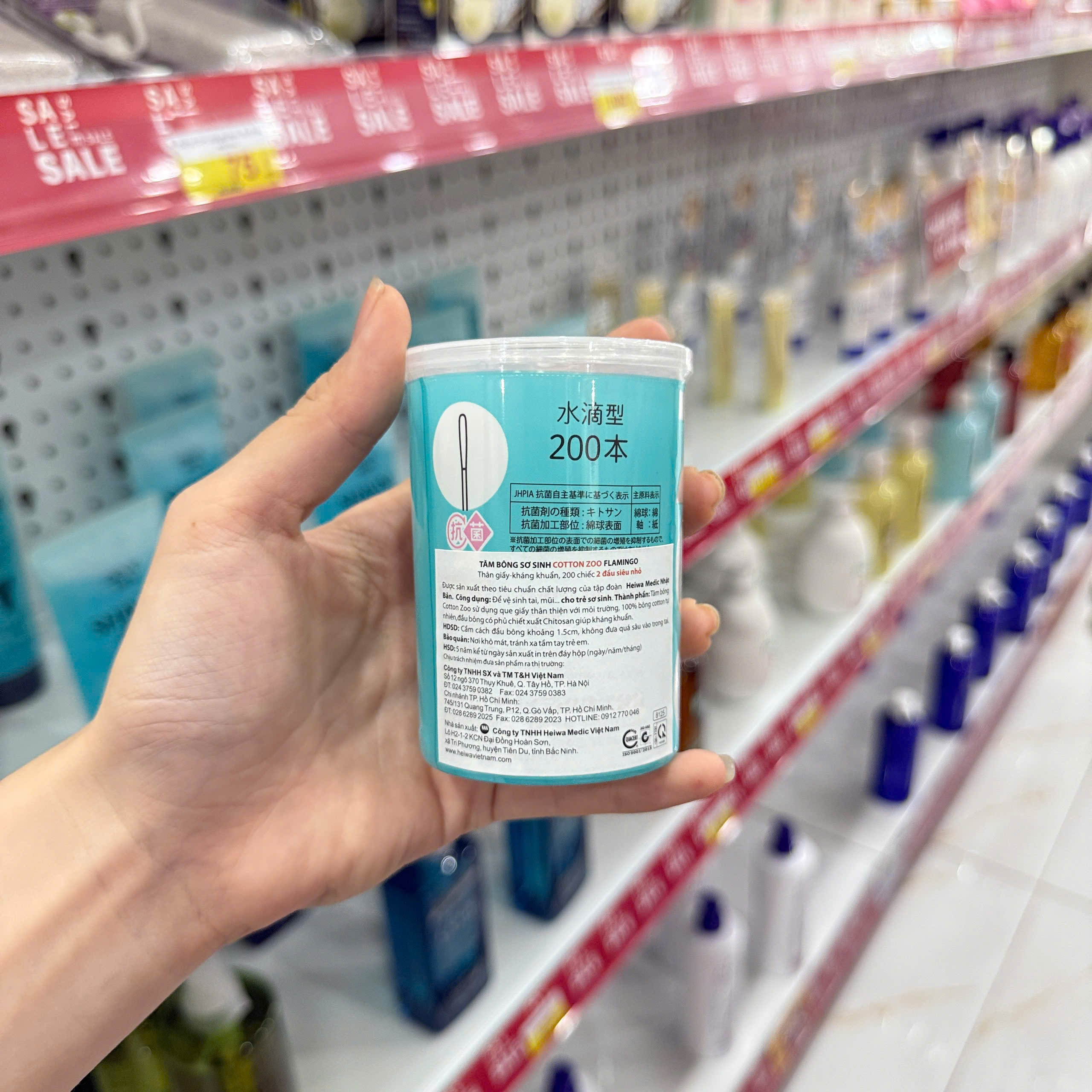 Tăm bông Cotton Zoo cho bé sơ sinh hình hạc hộp 200 cây