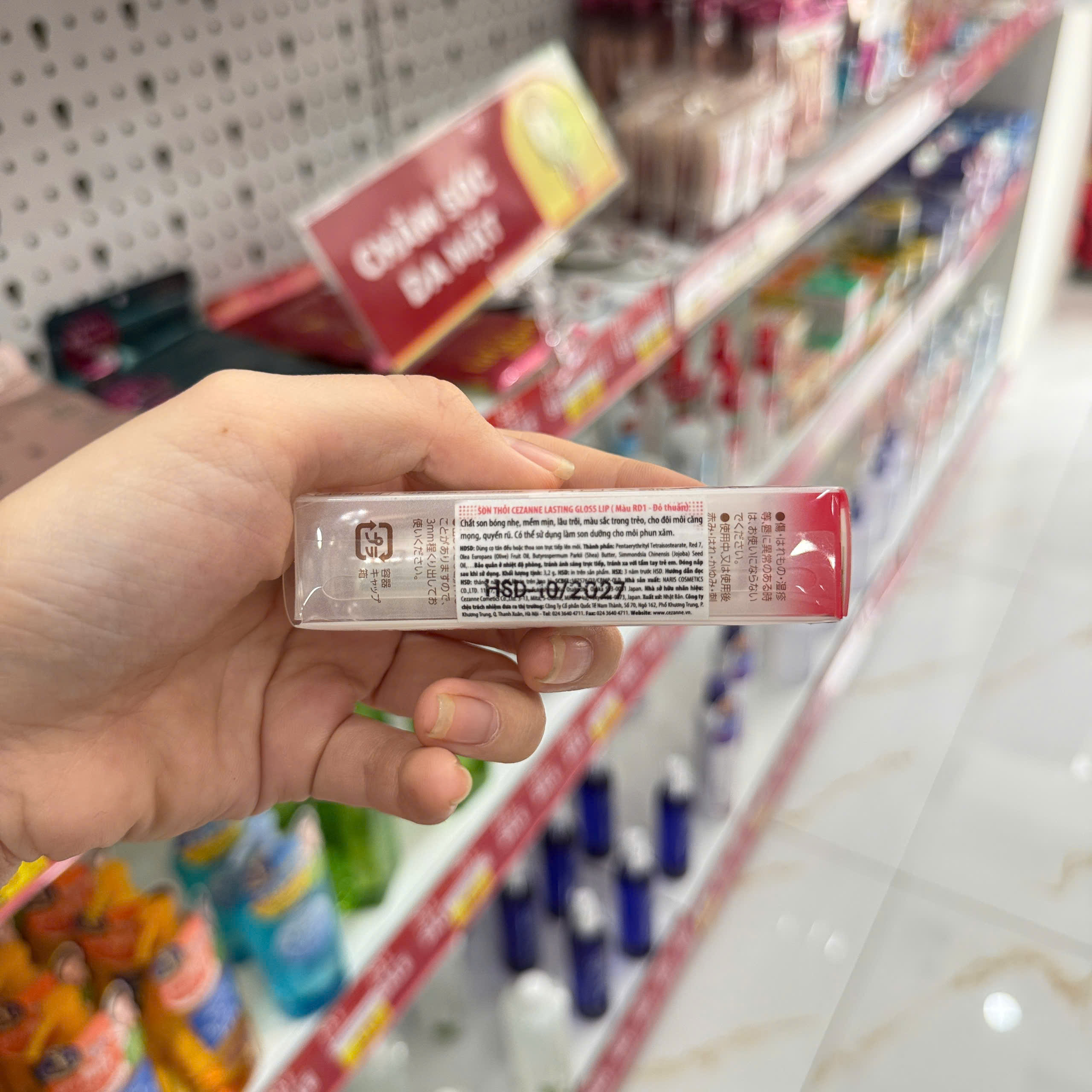 Son môi Cezanne Lasting Gloss Lip bản son bóng thỏi 3.2g (RD1)