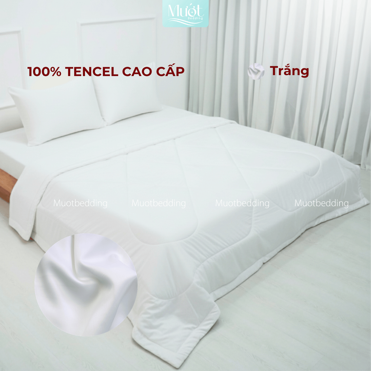 Chăn chần bông Lụa Tencel 60s trơn màu cao cấp Mướt bedding đầy đủ size, mềm mịn thoáng mát