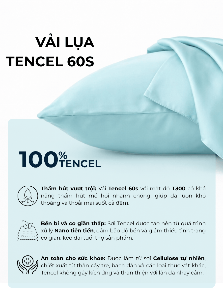 Ga Tencel 100s - Xanh dương đậm - 1m6x2m