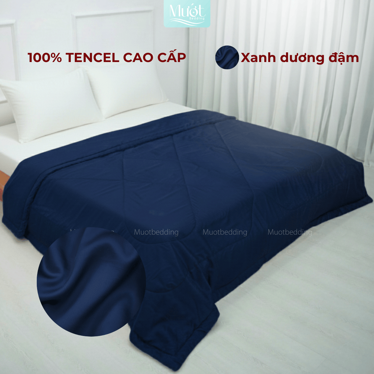 Chăn chần bông Lụa Tencel 60s trơn màu cao cấp Mướt bedding đầy đủ size, mềm mịn thoáng mát