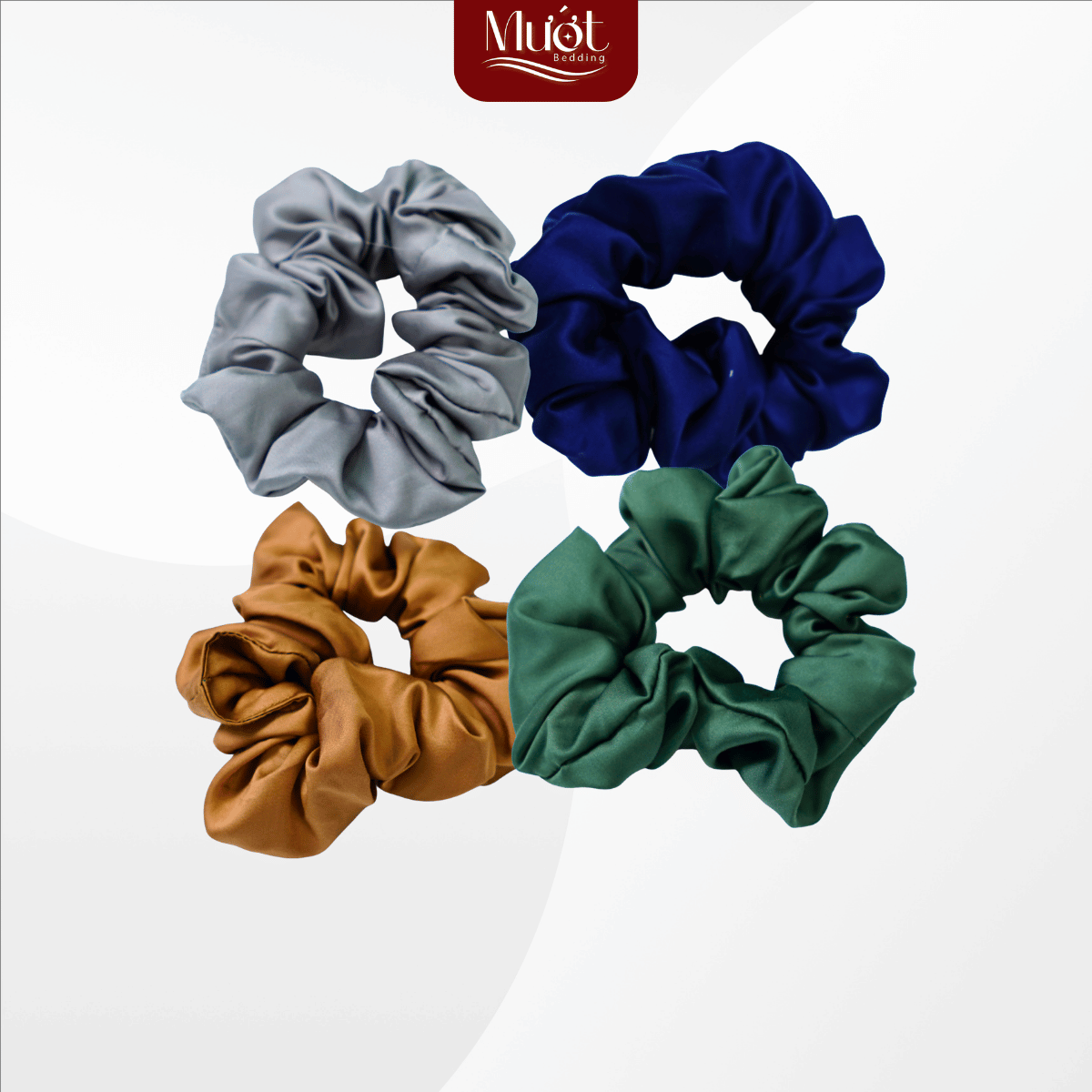 Dây buộc tóc Scrunchies Lụa Tencel 60s Mướt Bedding màu trơn, đẩy đủ màu sắc, lụa cao cấp mềm mại