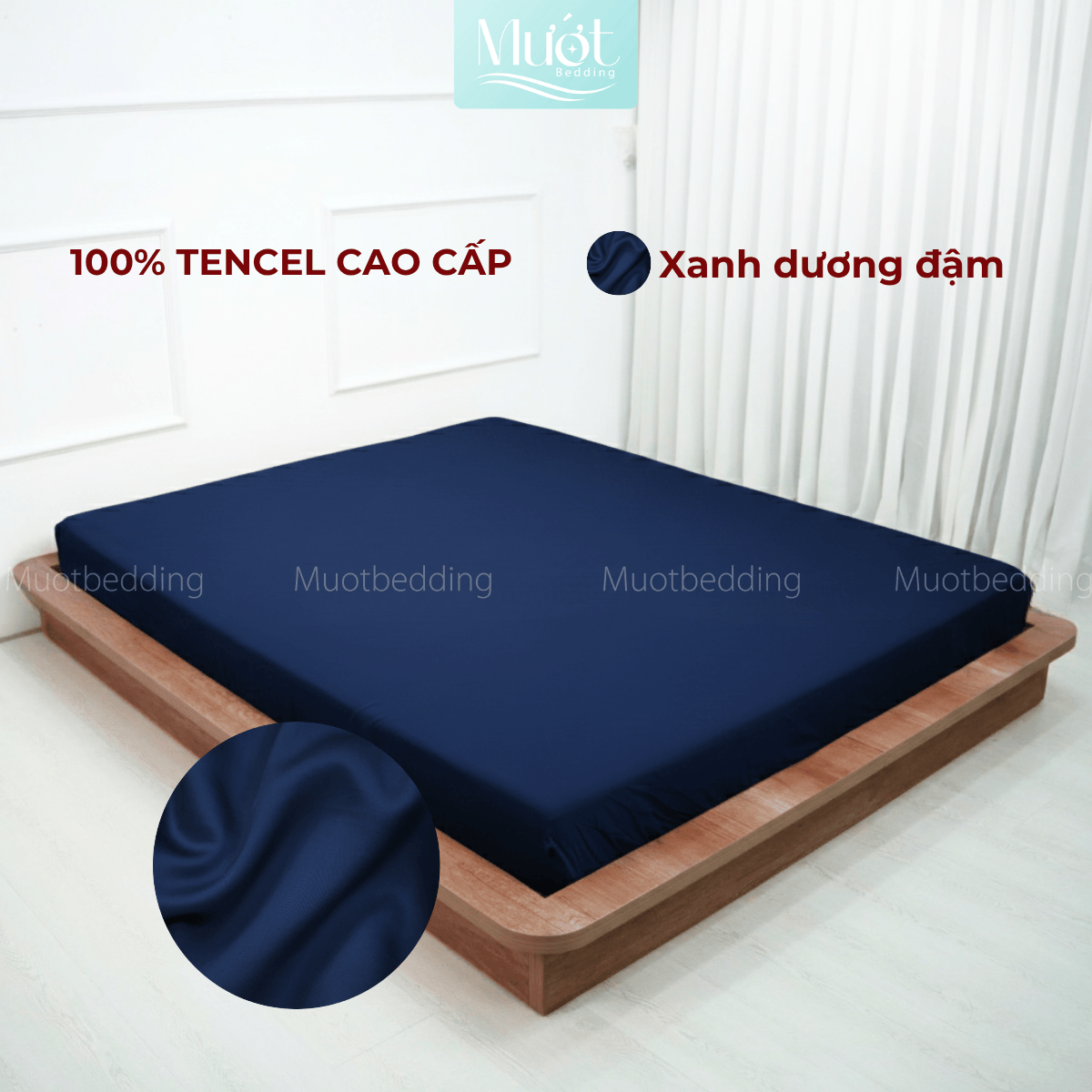 Ga giường kích thước 1m8x2m Lụa Tencel 60s Mướt Bedding cao cấp trơn màu, bo chun