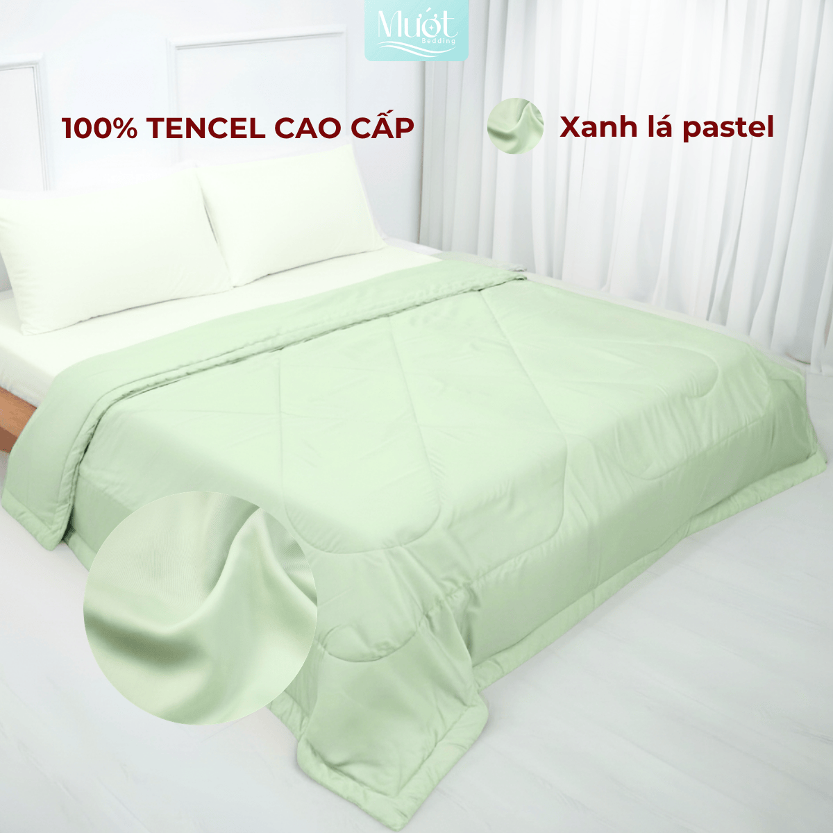 Chăn chần bông Lụa Tencel 60s trơn màu cao cấp Mướt bedding đầy đủ size, mềm mịn thoáng mát