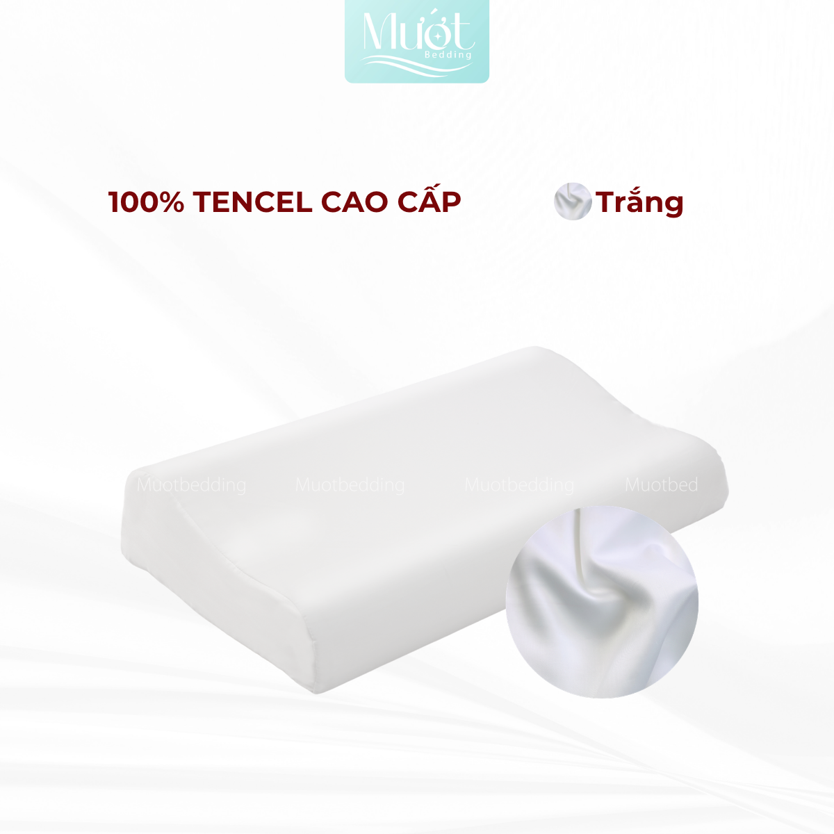 Vỏ gối cao su non Mướt Bedding lụa Tencel 60s trơn màu cao cấp, bao áo gối Memory Foam đầy đủ size