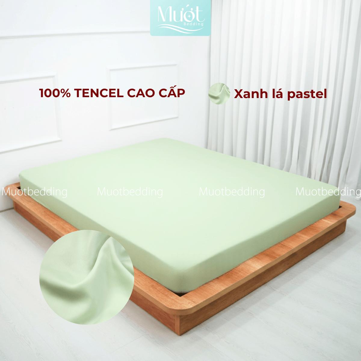 Ga giường kích thước 1m8x2m Lụa Tencel 60s Mướt Bedding cao cấp trơn màu, bo chun