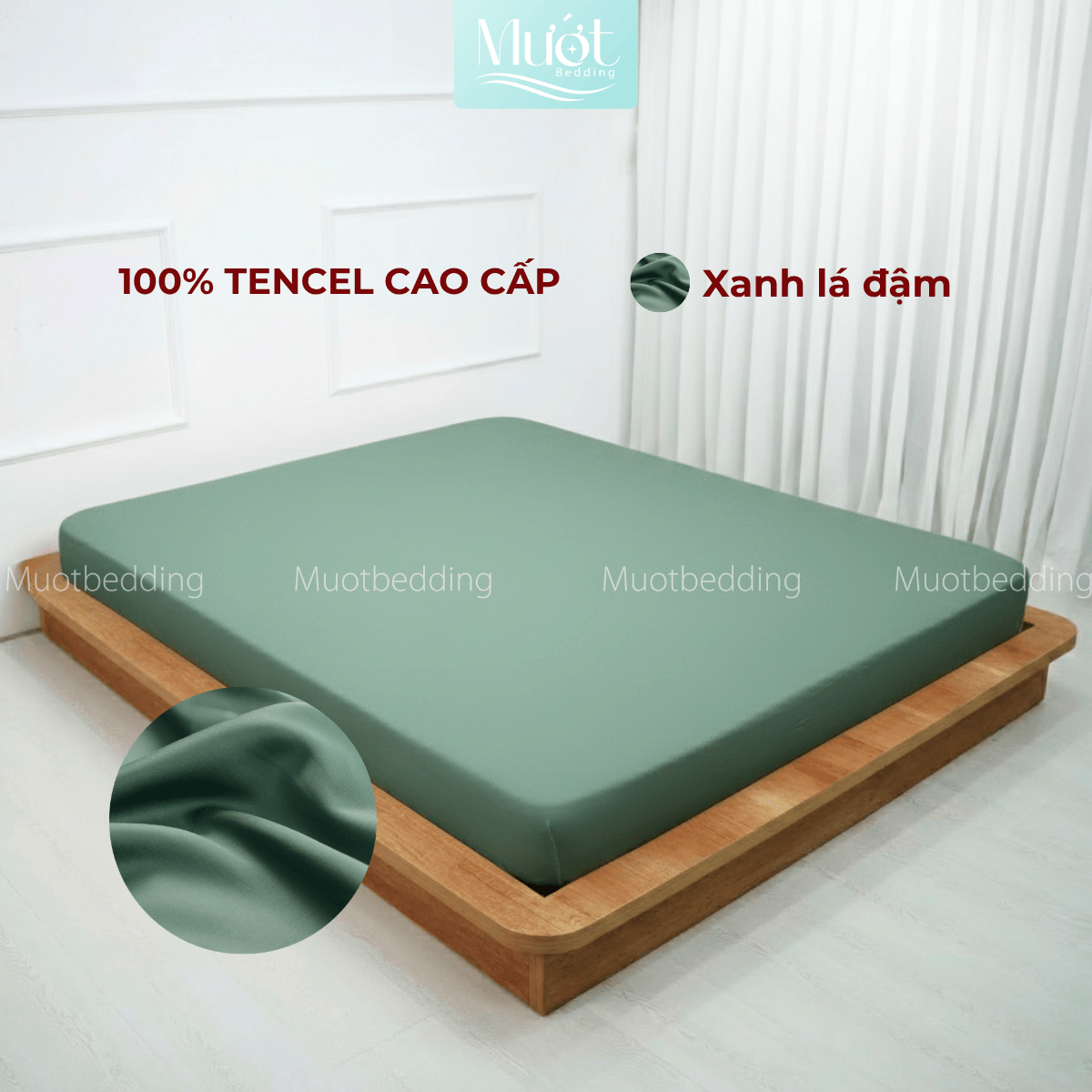 Ga giường kích thước 1m2x2m Lụa Tencel 60s Mướt Bedding cao cấp trơn màu, bo chun