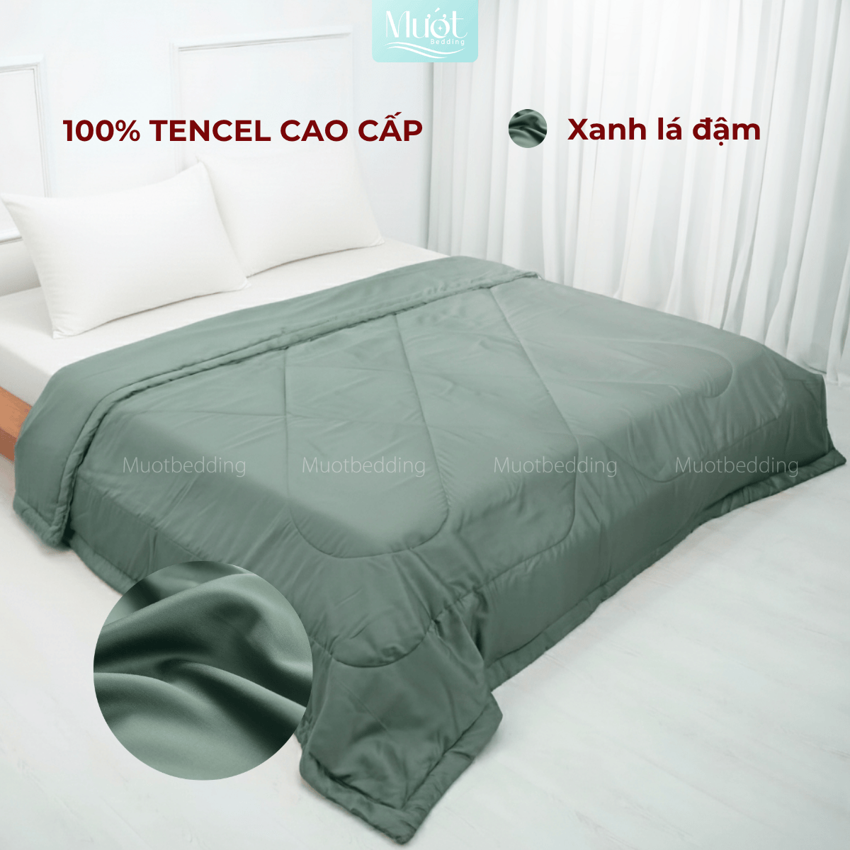 Chăn chần bông Lụa Tencel 60s trơn màu cao cấp Mướt bedding đầy đủ size, mềm mịn thoáng mát