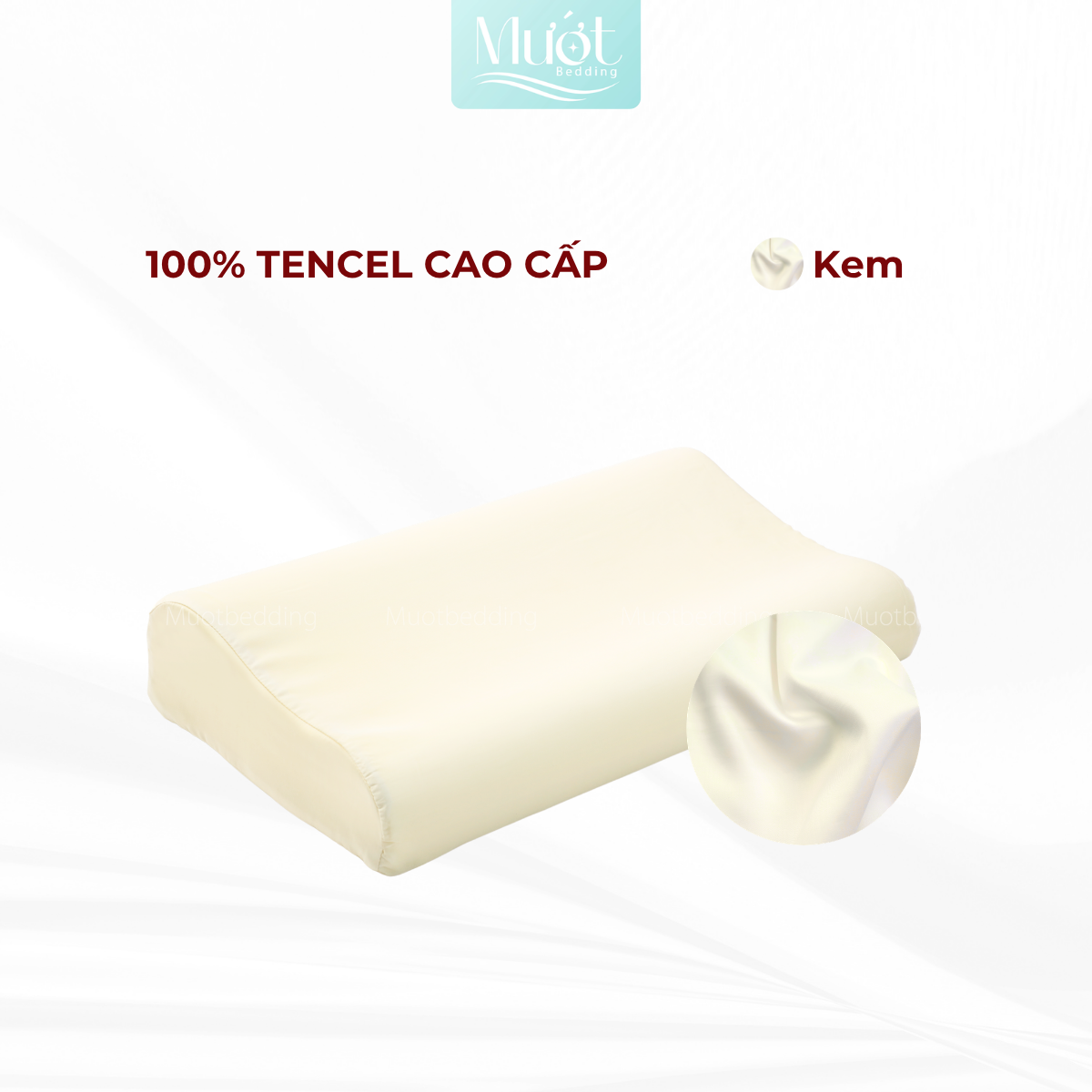 Vỏ gối cao su non Mướt Bedding lụa Tencel 60s trơn màu cao cấp, bao áo gối Memory Foam đầy đủ size