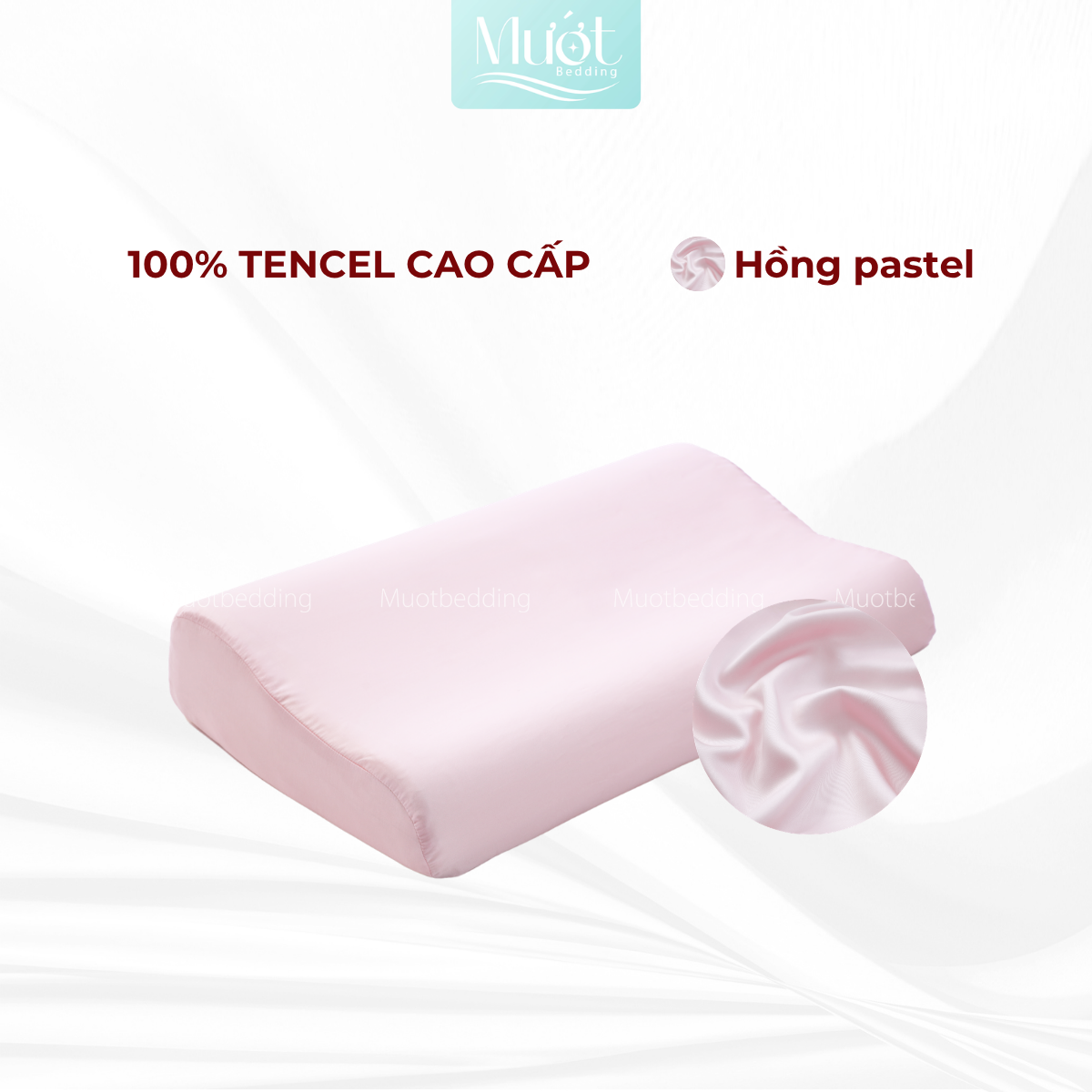 Vỏ gối cao su non Mướt Bedding lụa Tencel 60s trơn màu cao cấp, bao áo gối Memory Foam đầy đủ size