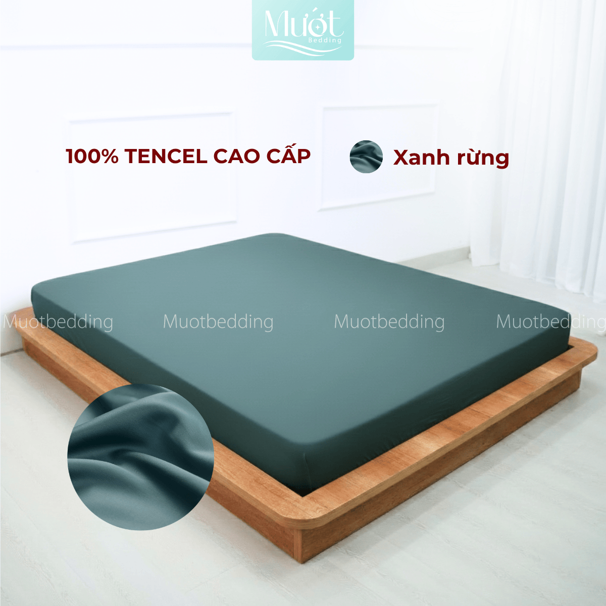 Ga giường kích thước 2m2x2m Lụa Tencel 60s cao cấp trơn màu, drap bo chun