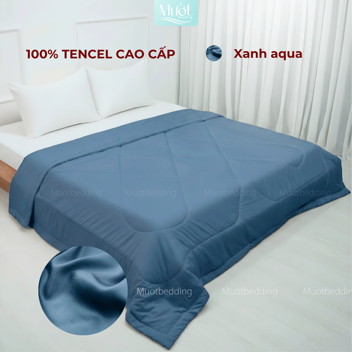 Chăn chần bông Lụa Tencel 60s trơn màu cao cấp Mướt bedding đầy đủ size, mềm mịn thoáng mát